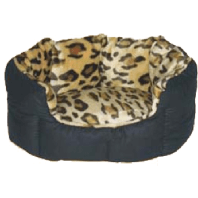 Κρεβάτι οβάλ μαύρο animal print 55cm