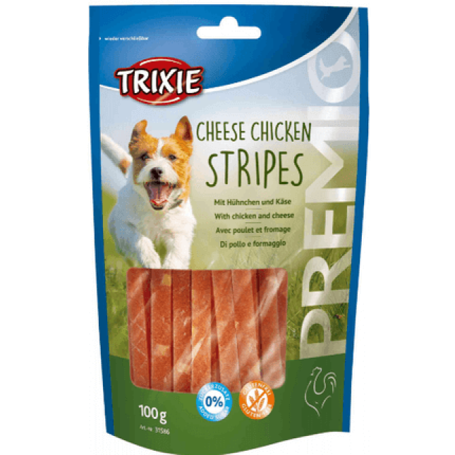 Trixie λιχουδιά premio cheese chicken stripes  100gr