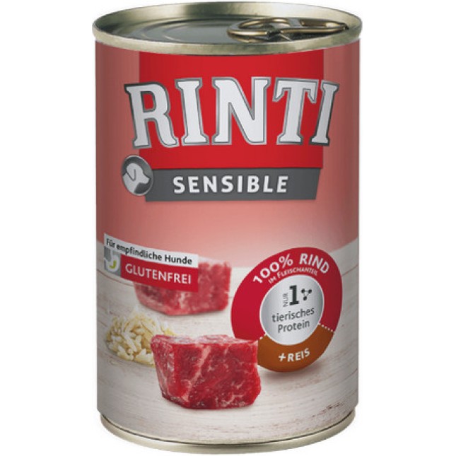 Finnern Rinti Sensible χωρίς γλουτένη βοδινό & ρύζι κονσέρβα 400gr