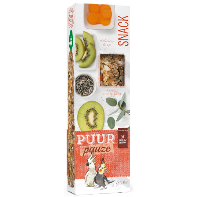 Witte molen snack puur stick parakeets & cockatoos,ακτινίδιο & ευκάλυπτος, 140g