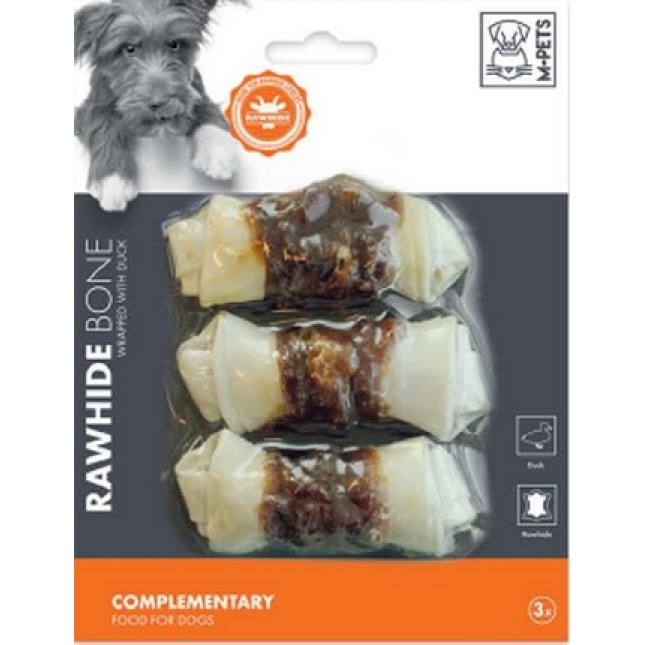 M-pets κόκκαλο κόμπος λευκός με τυλιχτή πάπια 105gr - 3τμχ