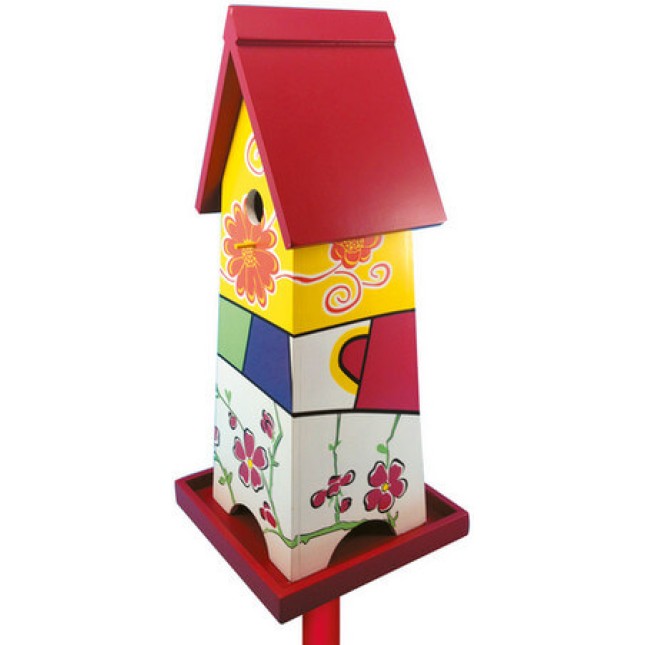 Croci Naif birdhouse φωλιά εξωτερική 23x23x51,8cm w/pole 152cm