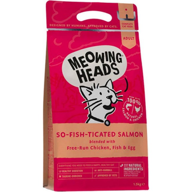 Meowing Heads τροφή γάτας, κοτόπουλο, σολομός & αυγό 450gr