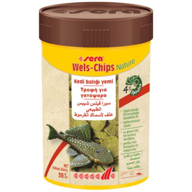 Sera Wels-Chips nature , βασική τρoφή για ψάρια βυθού, όπως Ancistrus και plecos 100ml