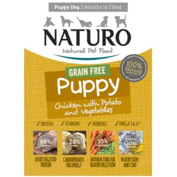 Naturo 100% φυσική τροφή Grain Free για κουτάβια με κοτόπουλο, πατάτα και λαχανικά 150gr