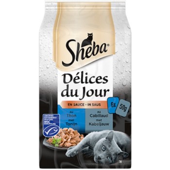 Sheba delices du jour τόνος & μπακαλιάρος 6x50g