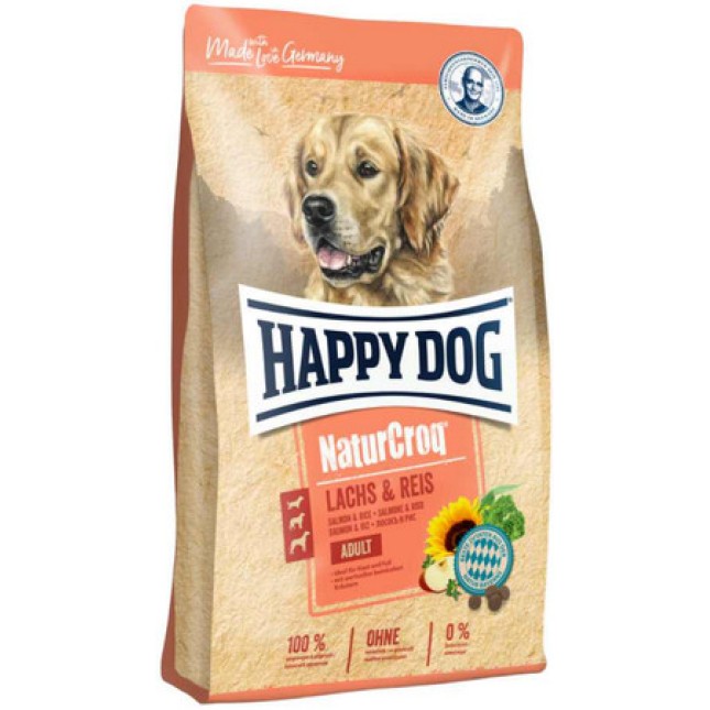 Happy Dog NaturCroq σολομό και ρύζι 4kg