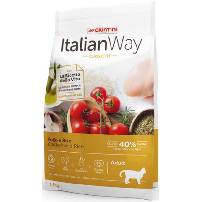 Giuntini Italian way πλήρης τροφή γάτας κοτόπουλο & ρύζι gluten free 400g