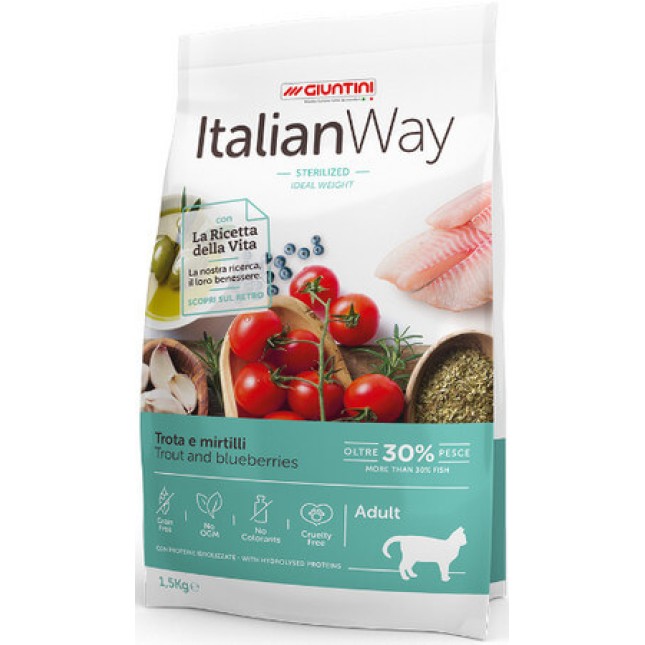 Giuntini Italian way cat πέστροφα & μύρτιλα sterilized - ideal weight 400gr