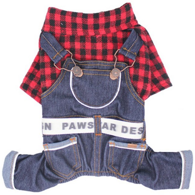 Glee Jumpsuit Denim Pan Καρό Κόκκινο XL 38cm