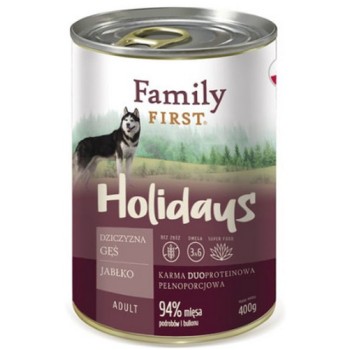 Family First Holidays Line για ενήλικα σκυλιά με ελάφι, χήνα, μήλο 400gr