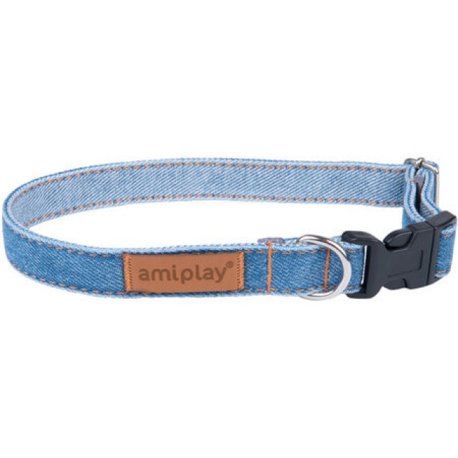 Amiplay-Οικολογικό Περιλαίμιο DENIM μπλε Small  20-35 x 1cm