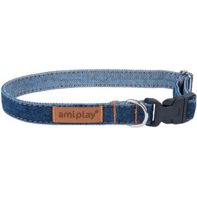 Amiplay-Οικολογικό Περιλαίμιο DENIM ναυτικό μπλε Small  20-35 x 1cm