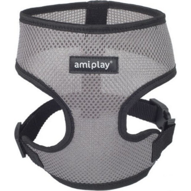 Amiplay-Ενιαίο Επιστήθιο σκύλου AIR γκρι κατασκευασμένα από ένα πολύ ανθεκτικό, αναπνεύσιμο πλέγμα