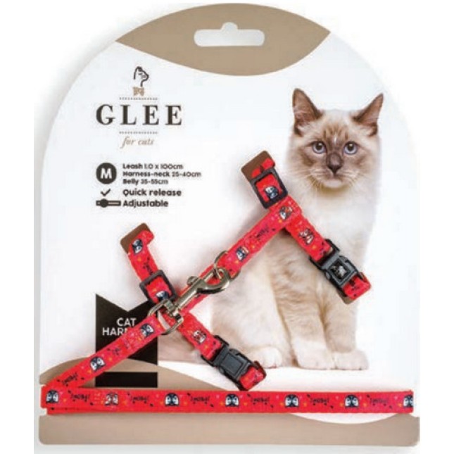 Glee Σαμαράκι & Οδηγός Ιμάντα Meow M M 25-40cm/35-55cm (κόκκινο)