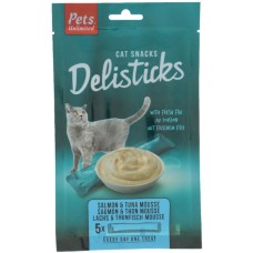 Pets Unlimited Σνακ σε mousse για ενήλικες γάτες άνω των 4 μηνών με γεύση σολoμό και τόνο 15g