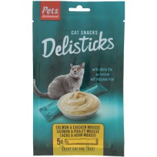 Pets Unlimited Σνακ σε mousse για ενήλικες γάτες άνω των 4 μηνών με γεύση σολoμό και κοτόπουλο 15g