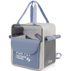 Λευκή-μπλε τσάντα μεταφοράς χειρός-πλάτης 39x39x25cm