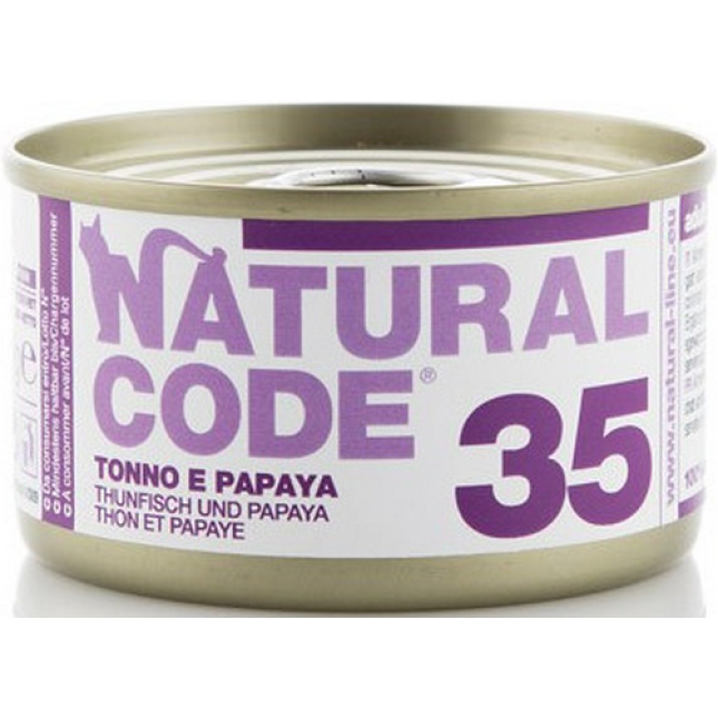 Natural Code τροφή για ενήλικες γάτες - Τόνος & Παπάγια 85gr