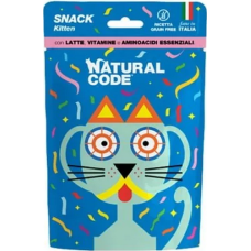 Natural Code Λιχουδιές για νεαρά γατάκια σε φακελάκι με Λευκό κρέας και Γάλα 60gr