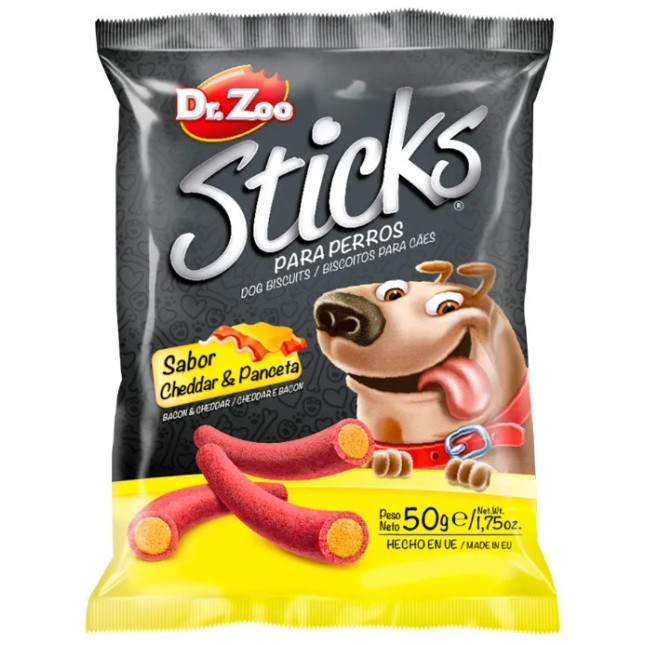 Dr Zoo Sticks με γεύση μπέικον και τσένταρ 50gr