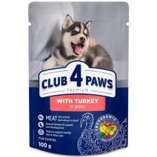 Kormotech Club 4 Paws υγρή τροφή υψηλής ποιότητας για κουτάβια όλων των φυλών με γαλοπούλα 100gr