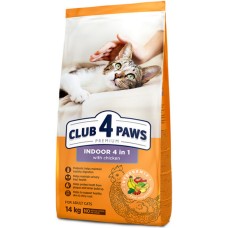 Kormotech Club 4 Paws τροφή για γάτες που ζουν μέσα στο σπίτι με κοτόπουλο 14kg