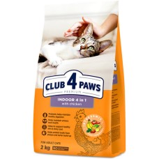 Kormotech Club 4 Paws τροφή για γάτες που ζουν μέσα στο σπίτι με κοτόπουλο 2kg