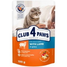 Kormotech Club 4 Paws Πλήρης υγρή τροφή για ενήλικες γάτες με αρνί σε σάλτσα 100gr