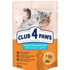 Kormotech Club 4 Paws τροφή για ενήλικες γάτες με ευαίσθητο πεπτικό συστ. με κοτόπουλο σε ζελέ 80gr